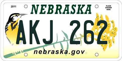 NE license plate AKJ262