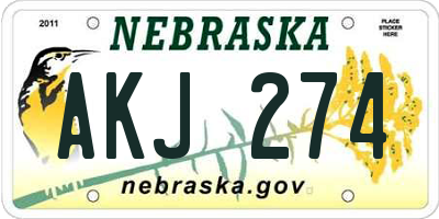 NE license plate AKJ274