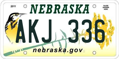 NE license plate AKJ336