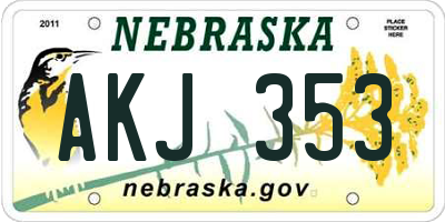 NE license plate AKJ353