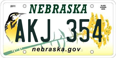 NE license plate AKJ354
