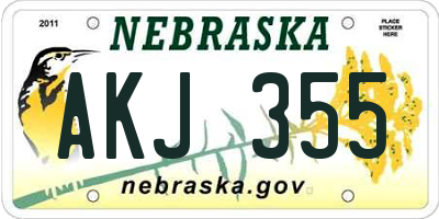 NE license plate AKJ355