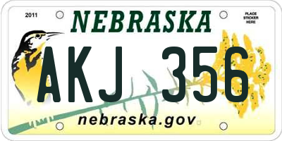 NE license plate AKJ356
