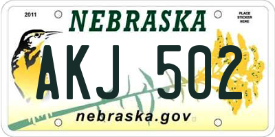 NE license plate AKJ502