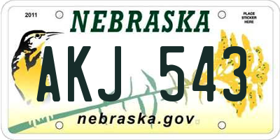 NE license plate AKJ543