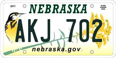 NE license plate AKJ702