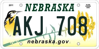 NE license plate AKJ708