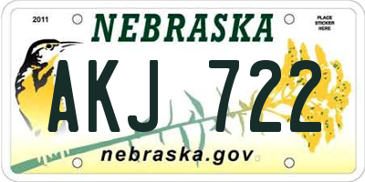 NE license plate AKJ722