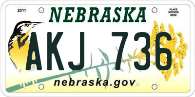 NE license plate AKJ736