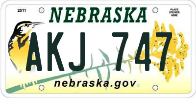NE license plate AKJ747