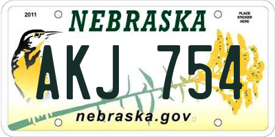 NE license plate AKJ754