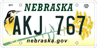 NE license plate AKJ767