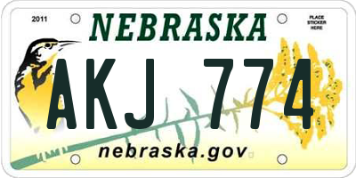 NE license plate AKJ774