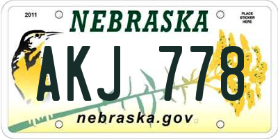 NE license plate AKJ778