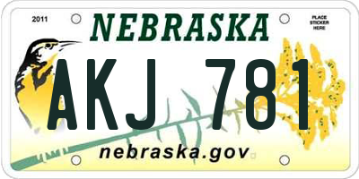 NE license plate AKJ781