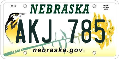 NE license plate AKJ785