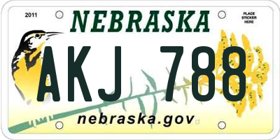 NE license plate AKJ788