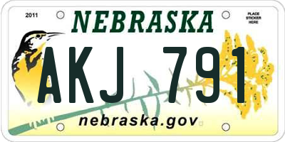 NE license plate AKJ791
