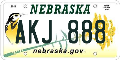 NE license plate AKJ888