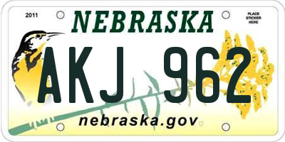 NE license plate AKJ962