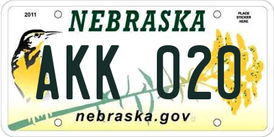 NE license plate AKK020