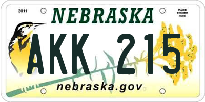 NE license plate AKK215
