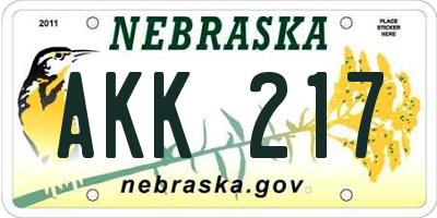 NE license plate AKK217