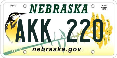 NE license plate AKK220