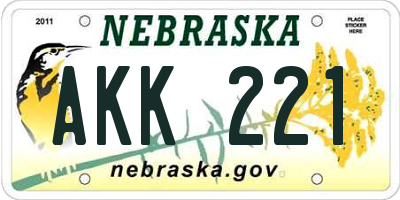 NE license plate AKK221