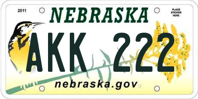 NE license plate AKK222