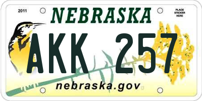 NE license plate AKK257