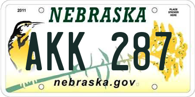 NE license plate AKK287