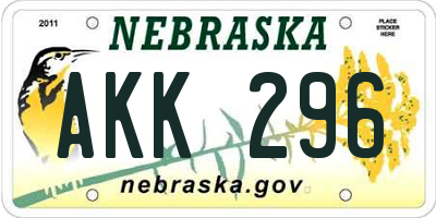 NE license plate AKK296
