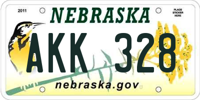 NE license plate AKK328