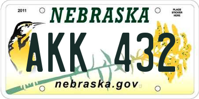 NE license plate AKK432