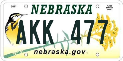 NE license plate AKK477