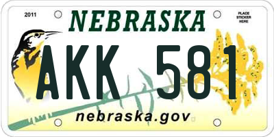 NE license plate AKK581