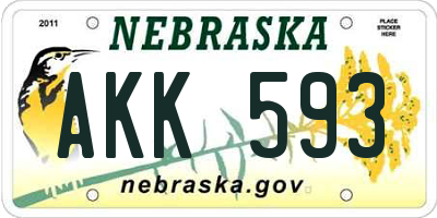 NE license plate AKK593