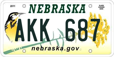 NE license plate AKK687