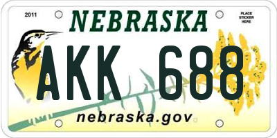 NE license plate AKK688