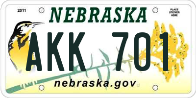 NE license plate AKK701