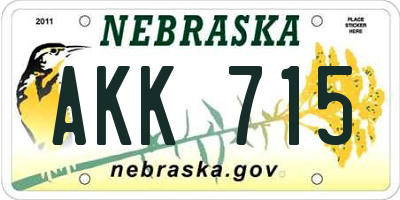 NE license plate AKK715