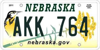 NE license plate AKK764