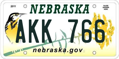 NE license plate AKK766