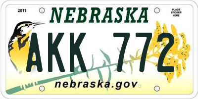 NE license plate AKK772