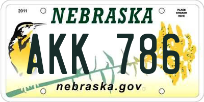 NE license plate AKK786