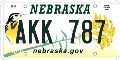 NE license plate AKK787