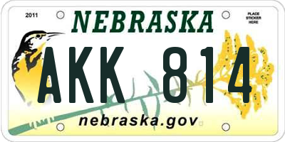 NE license plate AKK814