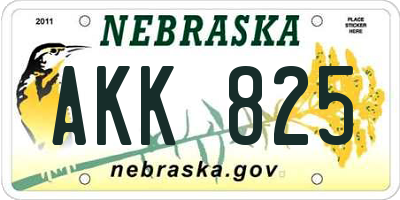 NE license plate AKK825