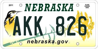 NE license plate AKK826